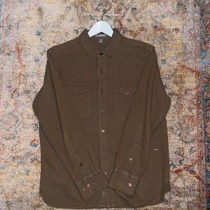 Hornytoad Mens long sleeve button down earth tone greenish brownish . Size large